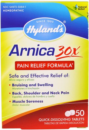 Arnica 30X, 50 Quick-Dissolving Tablets by Hylands, 補品，順勢療法，山金車蒙大拿州 HK 香港