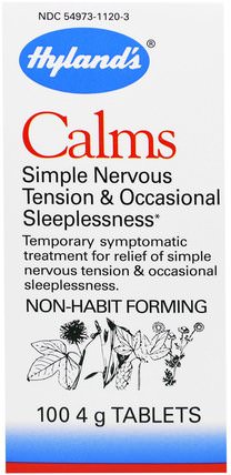 Calms, Nervous Tension & Occasional Sleeplessness, 4 g, 100 Tablets by Hylands, 補充，睡覺 HK 香港