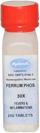 Ferrum Phos. 30X, 250 Tablets by Hylands, 補品，順勢療法，炎症 HK 香港