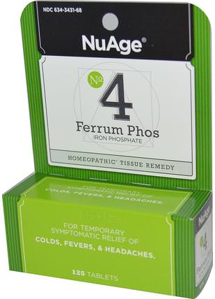 NuAge, No 4 Ferrum Phos, Iron Phosphate, 125 Tablets by Hylands, 健康，感冒流感和病毒，感冒和流感，補充劑，順勢療法咳嗽感冒和流感 HK 香港