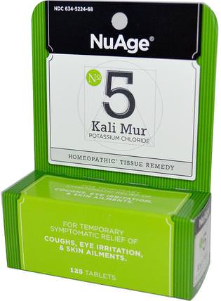 NuAge, No 5 Kali Mur Potassium Chloride, 125 Tablets by Hylands, 健康，順勢療法咳嗽感冒和流感 HK 香港