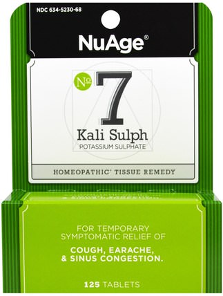 NuAge, No 7 Kali Sulph Potassium Sulfate, 125 Tablets by Hylands, 健康，耳聽和耳鳴，耳和聽力產品，鼻腔健康，鼻腔 HK 香港