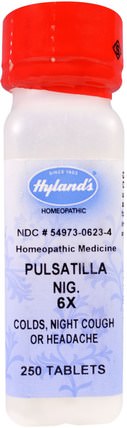 Pulsatilla Nig. 6X, 250 Tablets by Hylands, 健康，感冒流感和病毒，感冒和流感 HK 香港