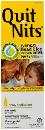 Quit Nits, Everyday Head Lice Preventative Spray, 4.0 fl oz (118 ml) by Hylands, 洗澡，美容，頭髮，頭皮，健康 HK 香港