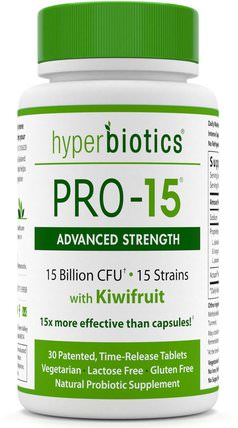 PRO-15, Advanced Strength, 15 Billion CFU, 30 Time-Release Tablets by Hyperbiotics, 補充劑，益生菌，穩定的益生菌 HK 香港