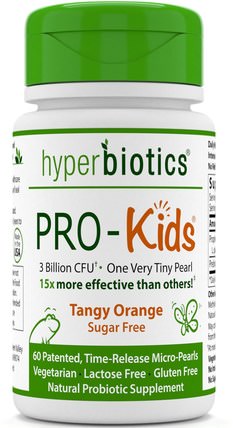 PRO-Kids, Sugar Free, Tangy Orange, 60 Micro-Pearls by Hyperbiotics, 補充劑，益生菌，兒童益生菌，穩定的益生菌 HK 香港