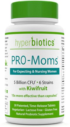 PRO-Moms, Prenatal Probiotic with kiwifruit, 5 Billion CFU, 30 Tablets by Hyperbiotics, 健康，懷孕，益生菌，穩定的益生菌 HK 香港
