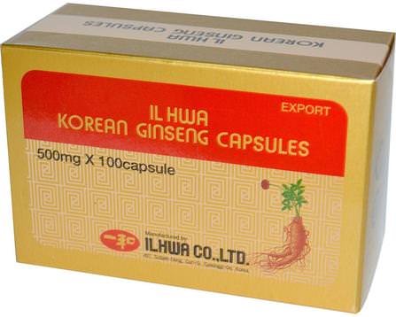 Korean Ginseng Capsules, 500 mg, 100 Capsules by Ilhwa, 補充劑，adaptogen，感冒和病毒，人參韓國 HK 香港