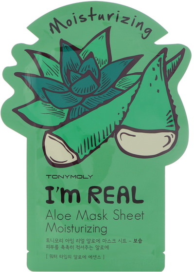 健康 - Tony Moly, Im Real, Aloe Mask Sheet, Moisturizing