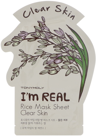 健康 - Tony Moly, Im Real, Rice Mask Sheet, Clear Skin