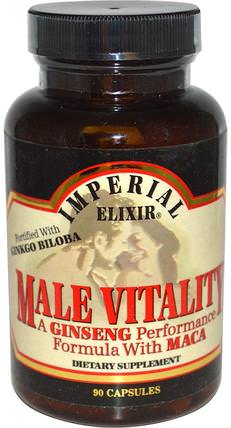 Male Vitality, A Ginseng Performance Formula with Maca, 90 Capsules by Imperial Elixir, 健康，男人，草藥，銀杏葉 HK 香港