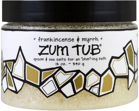Zum Tub, Epsom & Sea Salts, Frankincense & Myrrh, 12 oz (340 g) by Indigo Wild, 洗澡，美容，浴鹽 HK 香港