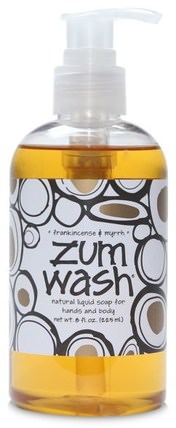 Zum Wash, Natural Liquid Soap for Hands and Body, Frankincense & Myrrh, 8 fl oz (225 ml) by Indigo Wild, 洗澡，美容，肥皂 HK 香港