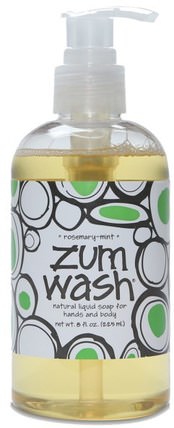 Zum Wash, Natural Liquid Soap for Hands and Body, Rosemary-Mint, 8 fl oz (225 ml) by Indigo Wild, 洗澡，美容，肥皂 HK 香港