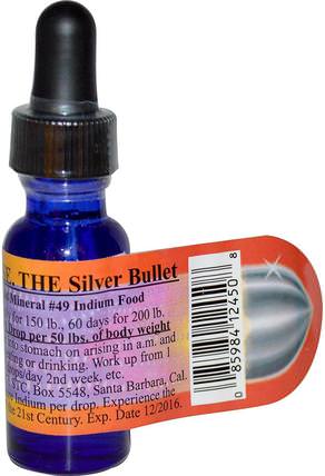 The Silver Bullet, Liquid Mineral, 1/2 oz by Indiumease, 補品，礦物質，液體礦物質 HK 香港