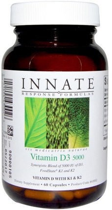 Vitamin D3, 5000 IU, 60 Capsules by Innate Response Formulas, 維生素，維生素D3 HK 香港