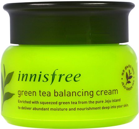 Green Tea Balancing Cream, 1.69 oz (50 ml) by Innisfree, 美容，面部護理，面霜乳液，精華素，綠茶皮膚 HK 香港