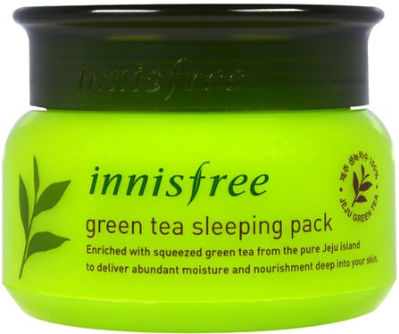 Green Tea Sleeping Pack, 2.7 oz (80 ml) by Innisfree, 健康，皮膚，晚霜，美容，面部護理，綠茶皮膚 HK 香港