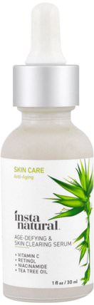Age-Defying & Skin Clearing Vitamin C Facial Serum with Retinol + Salicylic Acid, 1 fl oz (30 ml) by InstaNatural, 美容，抗衰老，維生素c HK 香港