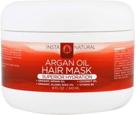 Argan Oil Hair Mask, Deep Conditioner, 8 fl oz (240 ml) by InstaNatural, 洗澡，美容，頭髮，頭皮，摩洛哥堅果 HK 香港