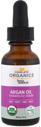 Complete Organics, Therapeutic Serum, Argan Oil, 1 fl oz (30 ml) by InstaNatural, 健康，皮膚，按摩油 HK 香港