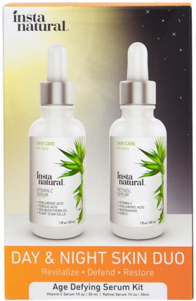 Day & Night Skin Duo, Age Defying Serum Kit, 2 Bottles, 1 oz (30 ml) Each by InstaNatural, 美容，維生素c HK 香港