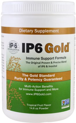 IP6 Gold, Immune Support Formula, Tropical Fruit Flavor, 14.6 oz Powder by IP-6 International, 補充劑，抗氧化劑，ip 6 HK 香港