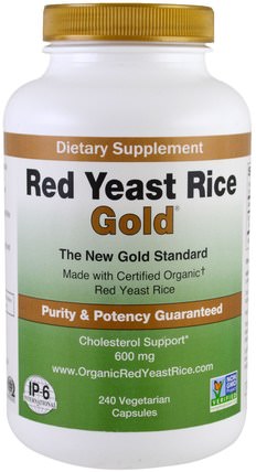 Red Yeast Rice, Gold, 600 mg, 240 Vegetarian Capsules by IP-6 International, 補品，紅曲米 HK 香港