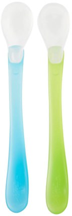 Feeding Spoons, 6-12 Months, Aqua & Green Set, 2 Pack- 2 Spoons by iPlay Green Sprouts, 兒童健康，兒童食品 HK 香港