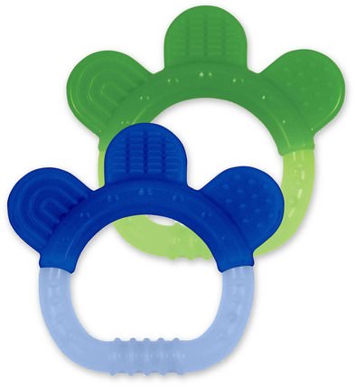 Silicone Teether, 3+ Months, Blue & Green Set, 2 Pack by iPlay Green Sprouts, 兒童健康，兒童玩具，出牙玩具 HK 香港