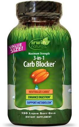 3-in-1 Carb Blocker, Maximum Strength, 150 Liquid Soft-Gels by Irwin Naturals, 補充劑，白芸豆提取物2期，健康，飲食 HK 香港