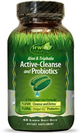 Aloe & Triphala Active-Cleanse and Probiotics, 60 Liquid Soft-Gels by Irwin Naturals, 健康，排毒，結腸清洗 HK 香港