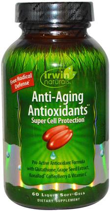 Anti-Aging Antioxidants, 60 Liquid Soft-Gels by Irwin Naturals, 補充劑，抗氧化劑 HK 香港