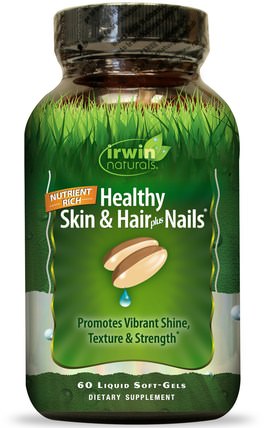 Healthy Skin & Hair Plus Nails, 60 Liquid Soft-Gels by Irwin Naturals, 健康，女性，皮膚 HK 香港