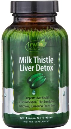 Milk Thistle Liver Detox, 60 Liquid Soft-Gels by Irwin Naturals, 健康，排毒，奶薊（水飛薊素） HK 香港