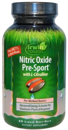 Nitric Oxide Pre-Sport, 60 Liquid Soft-Gels by Irwin Naturals, 運動，鍛煉，能量 HK 香港