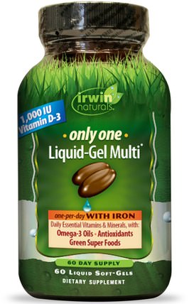 Only One, Liquid-Gel Multi, With Iron, 60 Liquid Soft-Gels by Irwin Naturals, 維生素，多種維生素 HK 香港