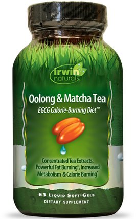 Oolong & Matcha Tea, EGCG Calorie-Burning Diet, 63 Liquid Soft-Gels by Irwin Naturals, 健康，飲食 HK 香港