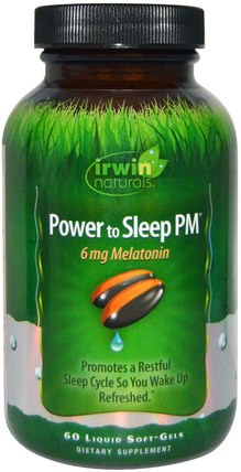 Power to Sleep PM, 6 mg Melatonin, 60 Liquid Soft-Gels by Irwin Naturals, 補充劑，褪黑激素 HK 香港