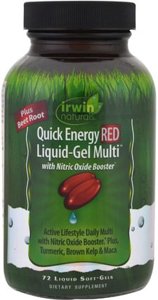 Quick Energy Red Liquid-Gel Multi, 72 Liquid Soft-Gels by Irwin Naturals, 運動，一氧化氮 HK 香港