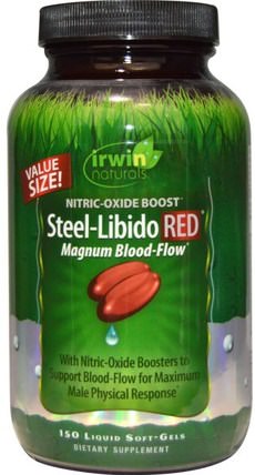 Steel-Libido Red, Magnum Blood-Flow, 150 Liquid Soft-Gels by Irwin Naturals, 健康，男人 HK 香港
