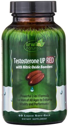 Testosterone UP Red with Nitric Oxide Boosters, 60 Liquid Soft-Gels by Irwin Naturals, 健康，男人，睾丸激素 HK 香港