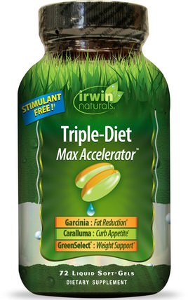 Triple-Diet, Max Accelerator, 72 Liquid Soft-Gels by Irwin Naturals, 健康，飲食，slimaluma caralluma HK 香港