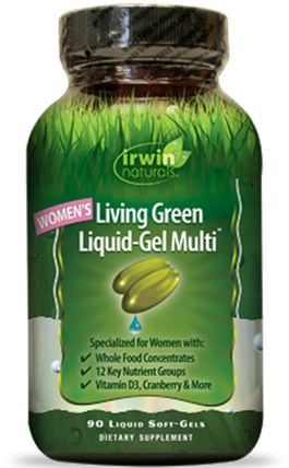 Womens Living Green Liquid-Gel Multi, 90 Liquid Soft-Gels by Irwin Naturals, 維生素，女性多種維生素，女性 HK 香港