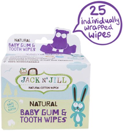 Natural Baby Gum & Tooth Wipes, 25 Individually Wrapped Wipes by Jack n Jill, 兒童健康，嬰兒口腔護理 HK 香港