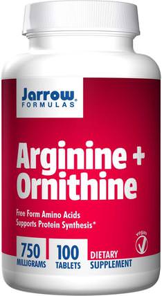 Arginine + Ornithine, 750 mg, 100 Tablets by Jarrow Formulas, 補充劑，氨基酸，精氨酸，精氨酸+ l鳥氨酸 HK 香港