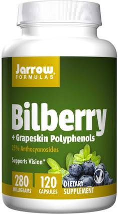 Bilberry + Grapeskin Polyphenols, 280 mg, 120 Veggie Caps by Jarrow Formulas, 補充劑，抗氧化劑，葡萄皮提取物，健康，眼部護理，視力保健，越桔 HK 香港
