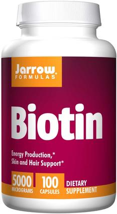 Biotin, 5000 mcg, 100 Capsules by Jarrow Formulas, 維生素，維生素B，生物素 HK 香港