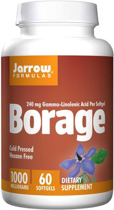 Borage, GLA-240, 1000 mg, 60 Softgels by Jarrow Formulas, 補充劑，efa omega 3 6 9（epa dha），琉璃苣油 HK 香港