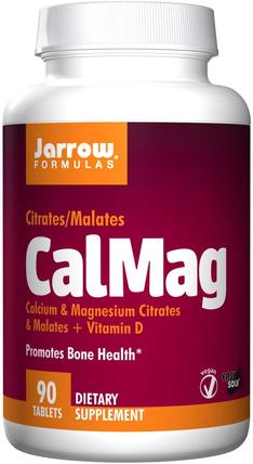 CalMag, Citrates/Malates, 90 Easy-Solv Tablets by Jarrow Formulas, 補充劑，礦物質，鈣和鎂 HK 香港